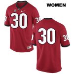 Women's Georgia Bulldogs NCAA #30 Ed Ferguson Nike Stitched Red Authentic No Name College Football Jersey SPZ4454UF